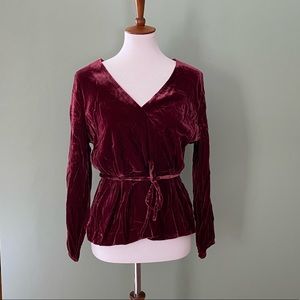 NWT J Crew velvet faux-wrap top, size 12